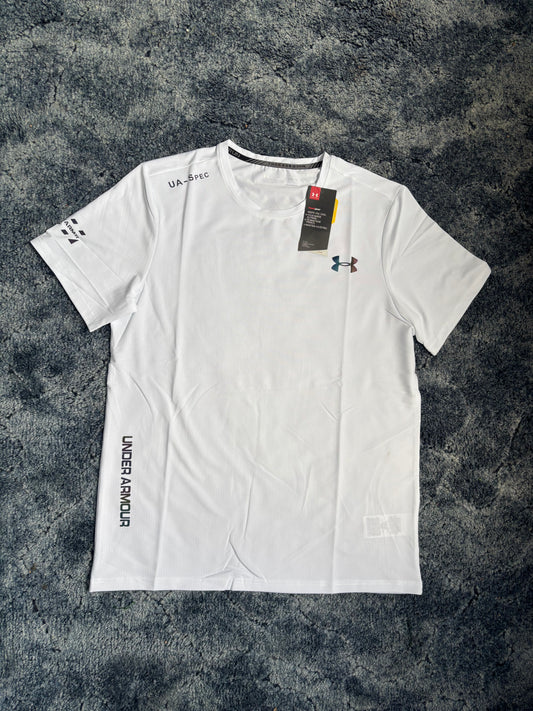 Under Armour White Spec Sports T-Shirt